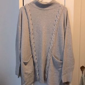 Yak Hair Cashmere Turtleneck Sweater with pockets